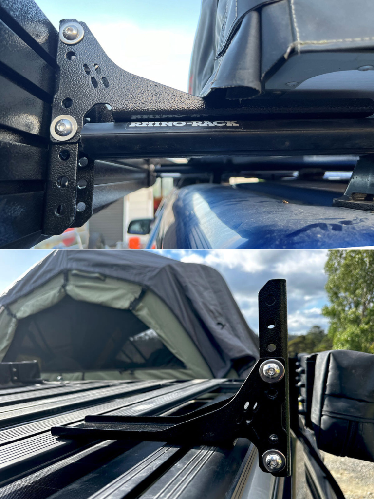 Lucas Creek full adjustable stainless steel bracket system comes included with the awning - long bracket option available