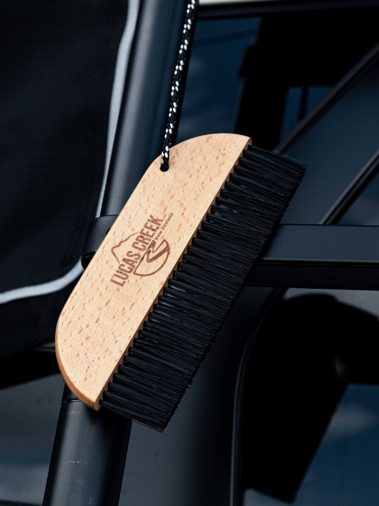 Lucas Creek ladder sand brush for brushing the sand off your feet before into the tent