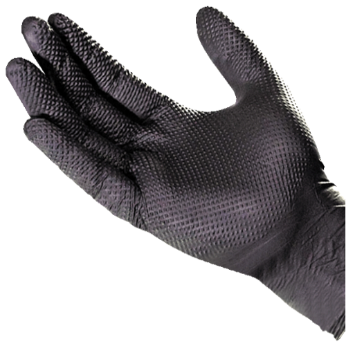 Black Textured Nitrile Gloves, 8Mil Full grip Heavy Duty