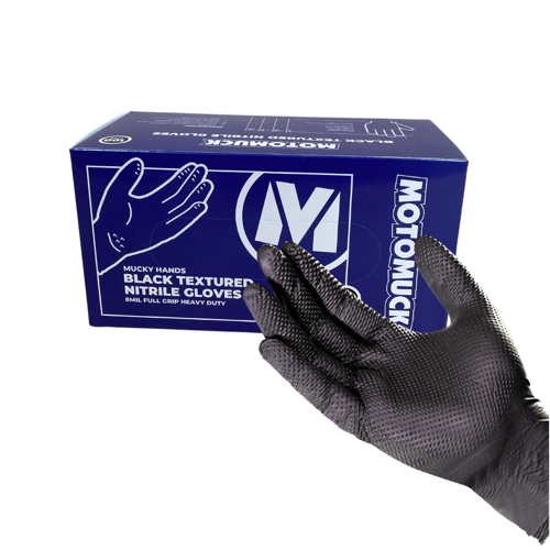 Black Textured Nitrile Gloves, 8Mil Full grip Heavy Duty